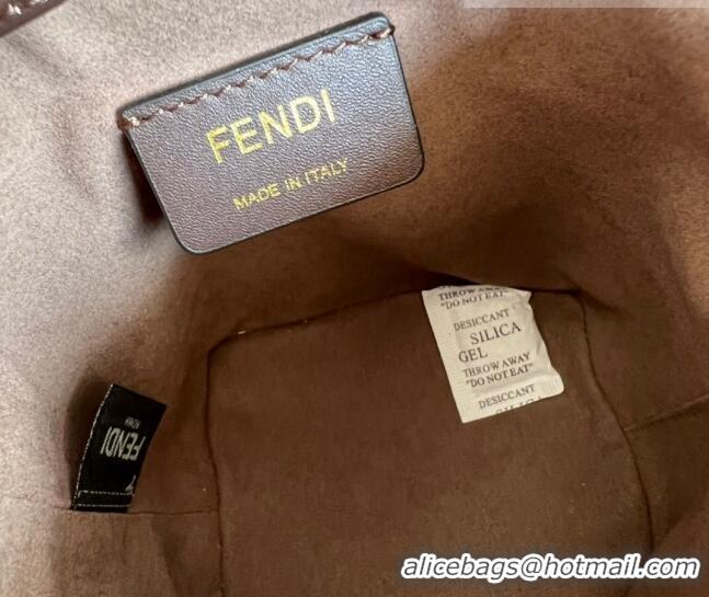 Buy Discount Fendi Mon Tresor Mini Bucket Bag in Brown FF jacquard fabric bag with sequins FD1072 2023