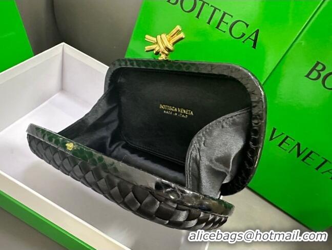 Super Quality Bottega Veneta Knot Minaudiere Clutch in Intreccio Fabric 717622 Black 2023