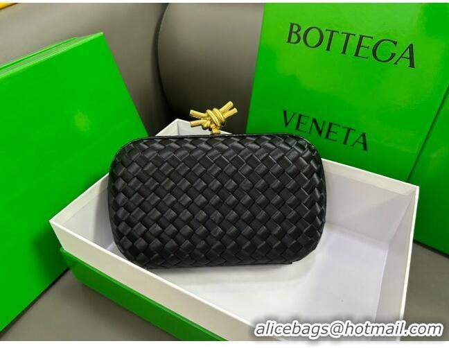 Super Quality Bottega Veneta Knot Minaudiere Clutch in Intreccio Fabric 717622 Black 2023