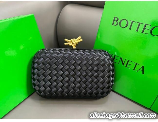 Super Quality Bottega Veneta Knot Minaudiere Clutch in Intreccio Fabric 717622 Black 2023