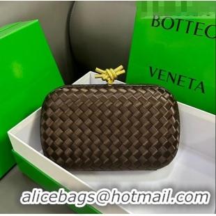 Good Product Bottega Veneta Knot Minaudiere Clutch in Intreccio Fabric 717622 Chocolate 2023