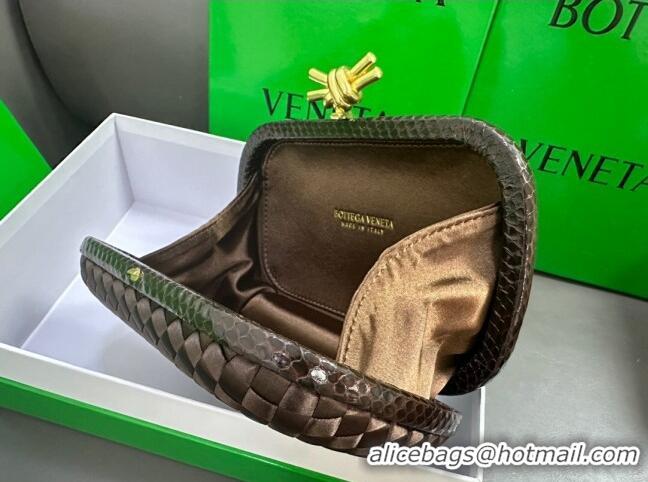 Good Product Bottega Veneta Knot Minaudiere Clutch in Intreccio Fabric 717622 Chocolate 2023