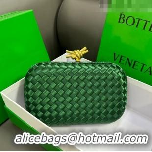 Promotional Bottega Veneta Knot Minaudiere Clutch in Intreccio Fabric 717622 Green 2023