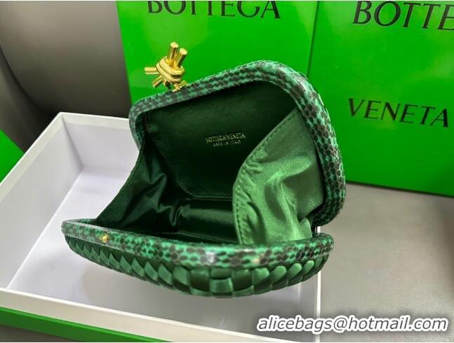 Promotional Bottega Veneta Knot Minaudiere Clutch in Intreccio Fabric 717622 Green 2023