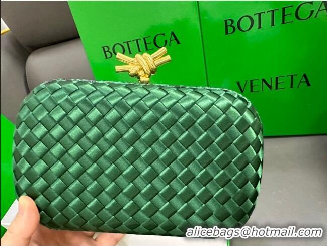 Promotional Bottega Veneta Knot Minaudiere Clutch in Intreccio Fabric 717622 Green 2023