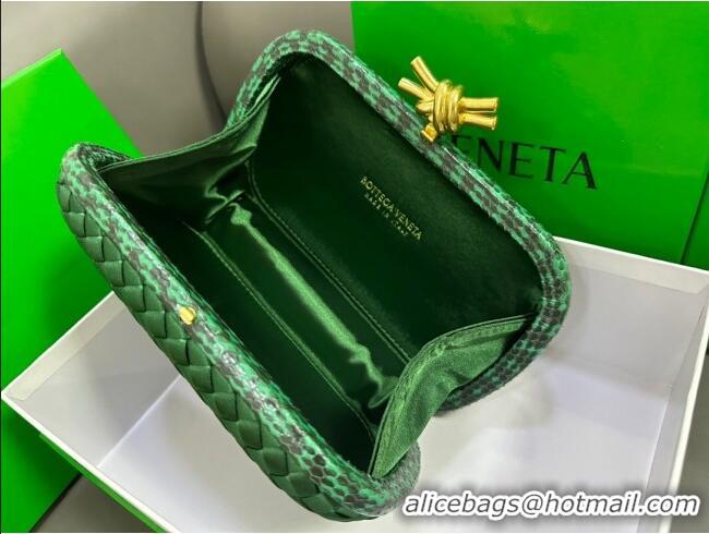 Promotional Bottega Veneta Knot Minaudiere Clutch in Intreccio Fabric 717622 Green 2023