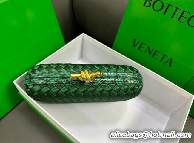 Promotional Bottega Veneta Knot Minaudiere Clutch in Intreccio Fabric 717622 Green 2023