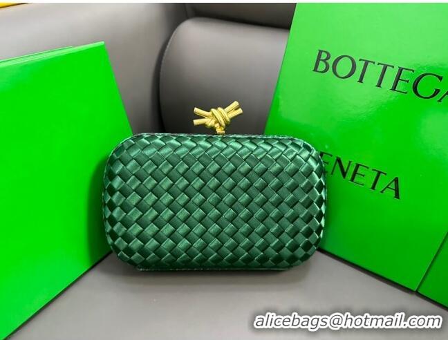 Promotional Bottega Veneta Knot Minaudiere Clutch in Intreccio Fabric 717622 Green 2023