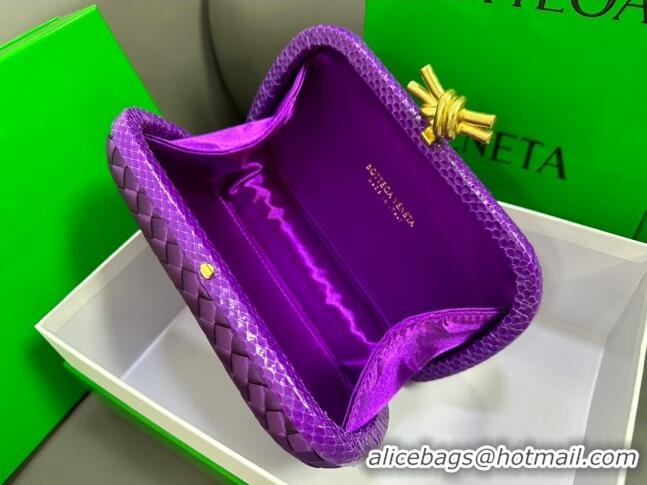 Best Price Bottega Veneta Knot Minaudiere Clutch in Intreccio Fabric 717622 Purple 2023