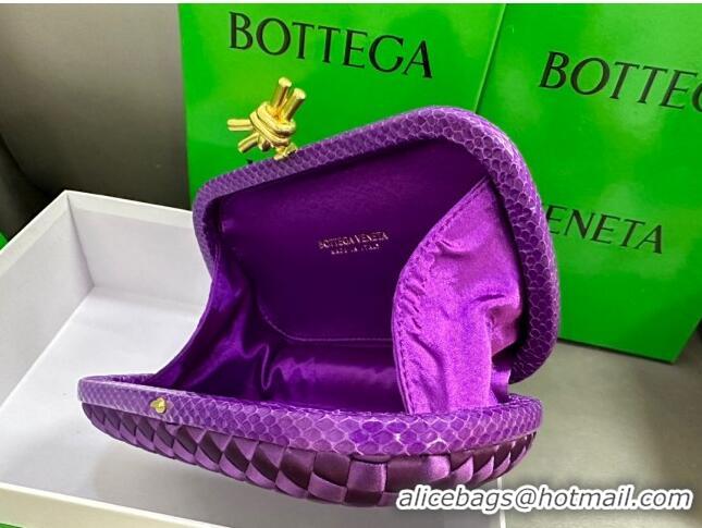 Best Price Bottega Veneta Knot Minaudiere Clutch in Intreccio Fabric 717622 Purple 2023