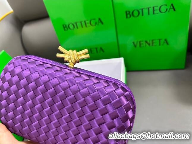 Best Price Bottega Veneta Knot Minaudiere Clutch in Intreccio Fabric 717622 Purple 2023