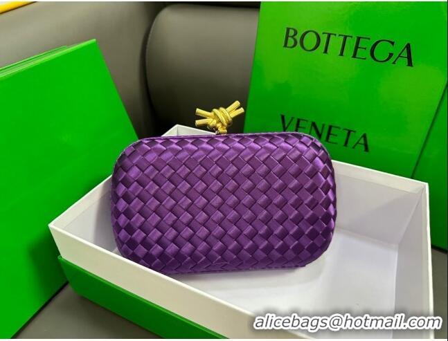 Best Price Bottega Veneta Knot Minaudiere Clutch in Intreccio Fabric 717622 Purple 2023