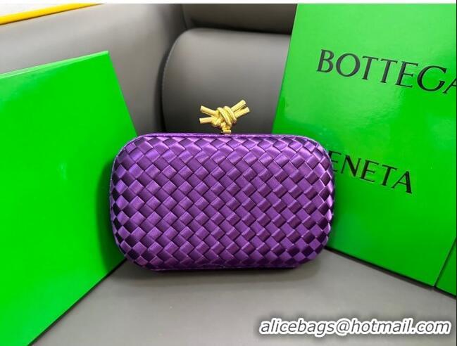 Best Price Bottega Veneta Knot Minaudiere Clutch in Intreccio Fabric 717622 Purple 2023