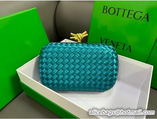 Top Quality Bottega Veneta Knot Minaudiere Clutch in Intreccio Fabric 717622 Cyan 2023