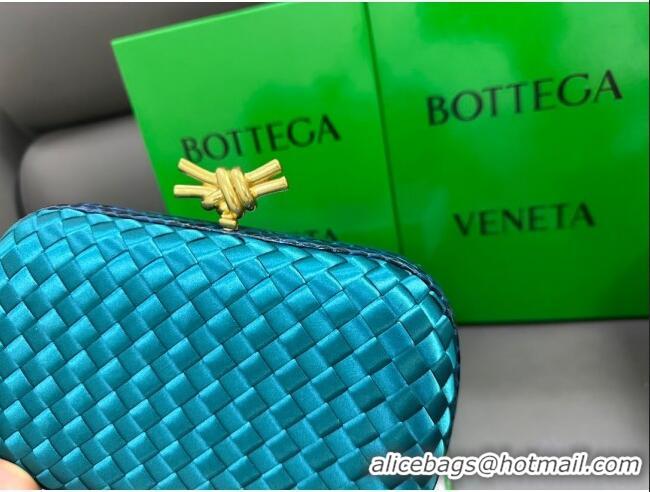 Top Quality Bottega Veneta Knot Minaudiere Clutch in Intreccio Fabric 717622 Cyan 2023