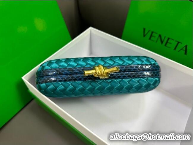 Top Quality Bottega Veneta Knot Minaudiere Clutch in Intreccio Fabric 717622 Cyan 2023