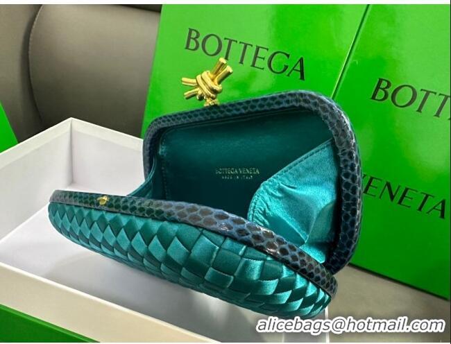 Top Quality Bottega Veneta Knot Minaudiere Clutch in Intreccio Fabric 717622 Cyan 2023