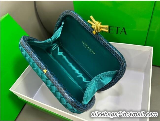 Top Quality Bottega Veneta Knot Minaudiere Clutch in Intreccio Fabric 717622 Cyan 2023