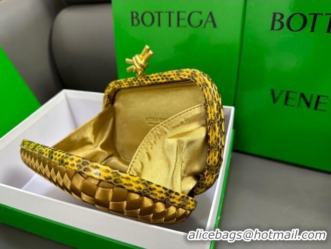 Top Quality Bottega Veneta Knot Minaudiere Clutch in Intreccio Fabric 717622 Gold 2023