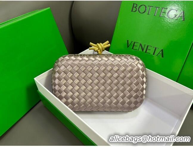 Top Grade Bottega Veneta Knot Minaudiere Clutch in Intreccio Fabric 717622 Grey 01 2023