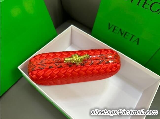 Super Quality Bottega Veneta Knot Minaudiere Clutch in Intreccio Fabric 717622 Red 2023