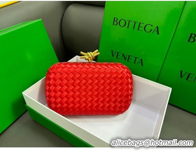 Super Quality Bottega Veneta Knot Minaudiere Clutch in Intreccio Fabric 717622 Red 2023