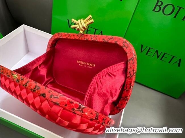 Super Quality Bottega Veneta Knot Minaudiere Clutch in Intreccio Fabric 717622 Red 2023