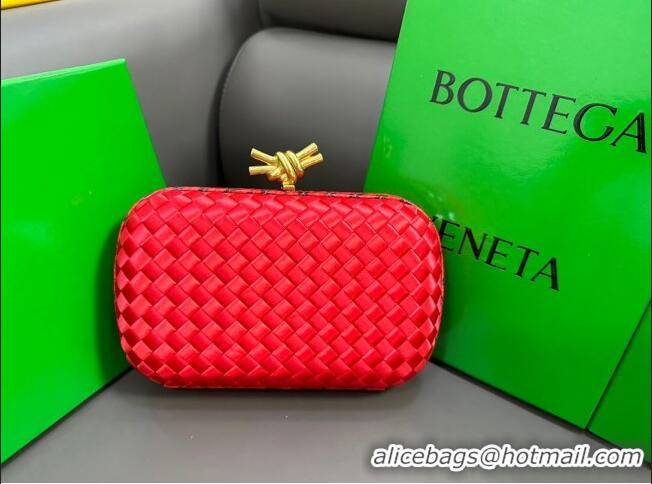 Super Quality Bottega Veneta Knot Minaudiere Clutch in Intreccio Fabric 717622 Red 2023