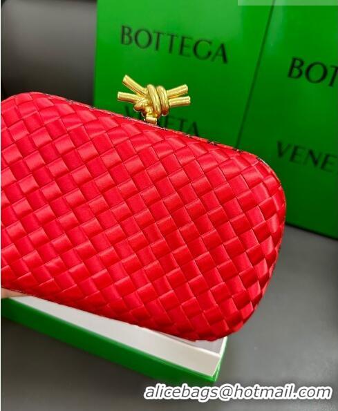 Super Quality Bottega Veneta Knot Minaudiere Clutch in Intreccio Fabric 717622 Red 2023