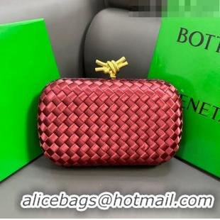 Best Quality Bottega Veneta Knot Minaudiere Clutch in Intreccio Fabric 717622 Deep Red 2023