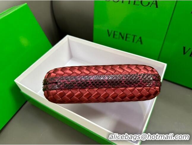 Best Quality Bottega Veneta Knot Minaudiere Clutch in Intreccio Fabric 717622 Deep Red 2023