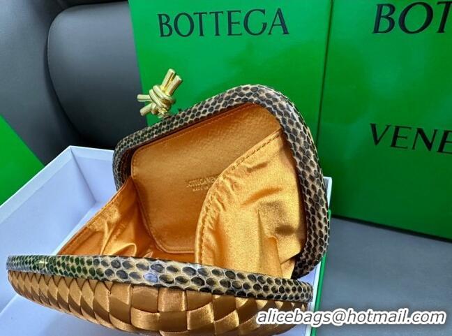 Inexpensive Bottega Veneta Knot Minaudiere Clutch in Intreccio Fabric 717622 Brown 2023