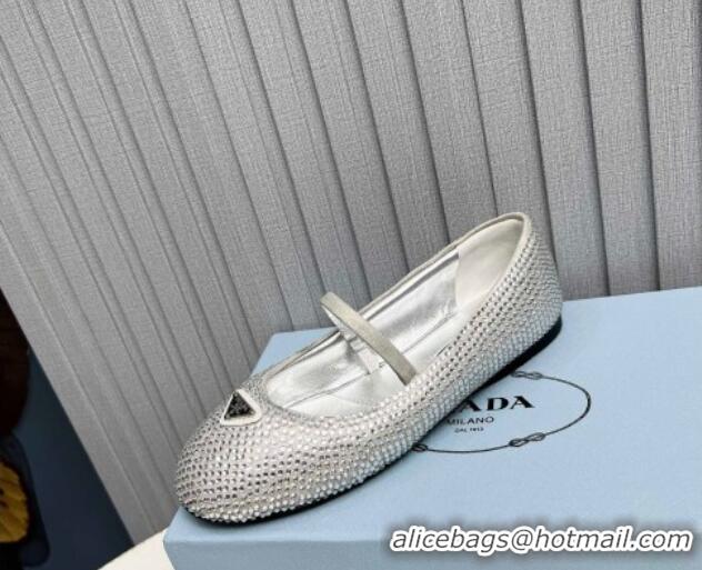 Grade Quality Prada Crystals ballerinas Flat Silver 915073