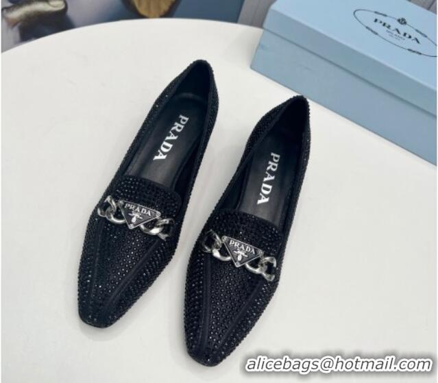 Low Cost Prada Crystal Allover Pumps 4.5cm with Chain Logo Black 915081