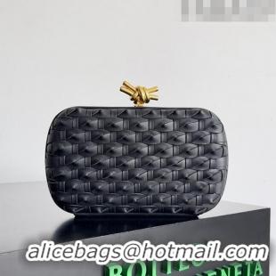 Inexpensive Bottega Veneta Knot Minaudiere Clutch in Knotted Intreccio Leather 717622 Black 2023