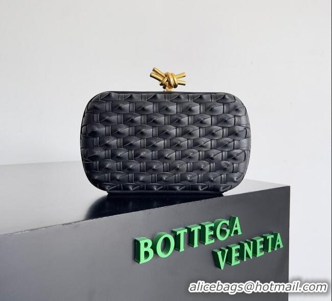 Inexpensive Bottega Veneta Knot Minaudiere Clutch in Knotted Intreccio Leather 717622 Black 2023