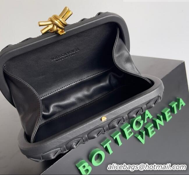 Inexpensive Bottega Veneta Knot Minaudiere Clutch in Knotted Intreccio Leather 717622 Black 2023