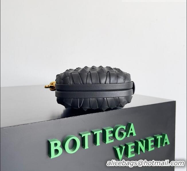 Inexpensive Bottega Veneta Knot Minaudiere Clutch in Knotted Intreccio Leather 717622 Black 2023