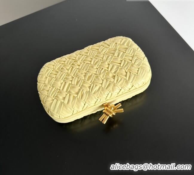 Best Price Bottega Veneta Knot Minaudiere Clutch in Foulard Intreccio Leather 717622 Yellow 2023