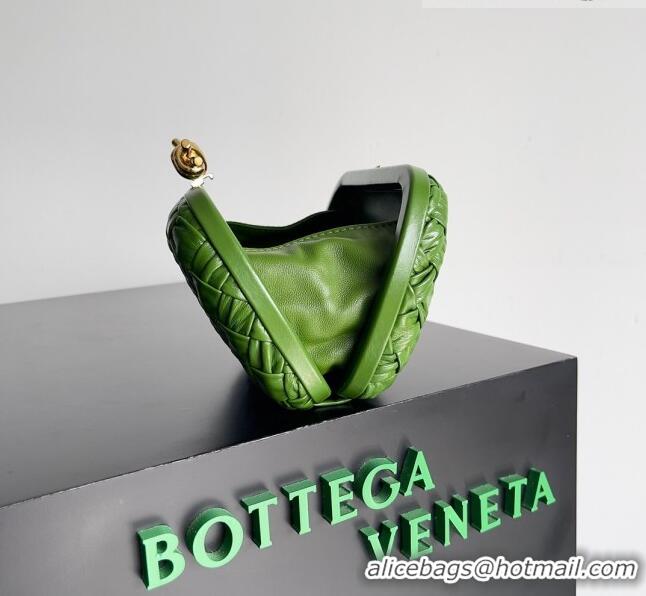 Cheap Bottega Veneta Knot Minaudiere Clutch in Foulard Intreccio Leather 717622 Deep Green 2023