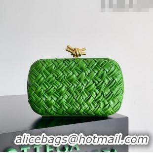 Well Crafted Bottega Veneta Knot Minaudiere Clutch in Foulard Intreccio Leather 717622 Green 2023