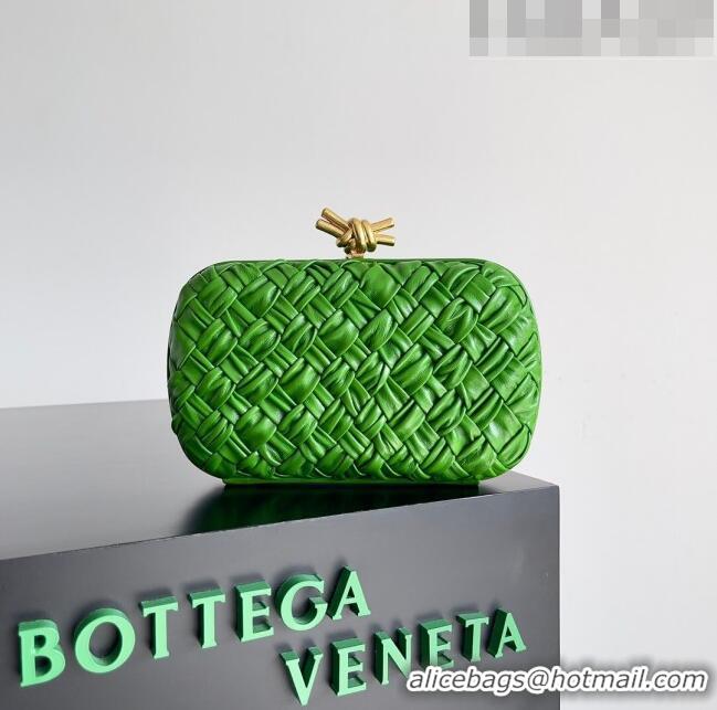 Well Crafted Bottega Veneta Knot Minaudiere Clutch in Foulard Intreccio Leather 717622 Green 2023