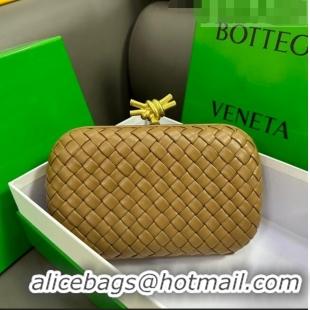 New Design Bottega Veneta Knot Minaudiere Clutch in Padded Intreccio Leather 717622 Brown 2023