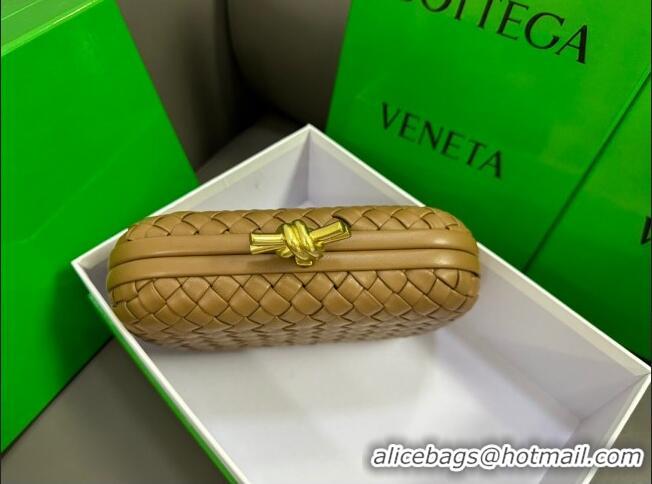 New Design Bottega Veneta Knot Minaudiere Clutch in Padded Intreccio Leather 717622 Brown 2023