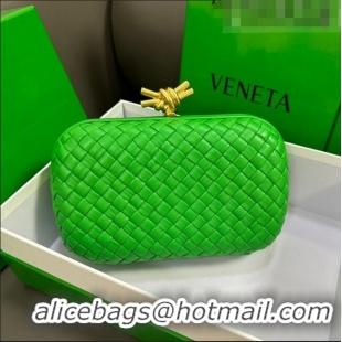 Shop Grade Bottega Veneta Knot Minaudiere Clutch in Padded Intreccio Leather 717622 Green 2023