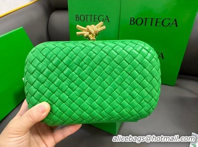 Shop Grade Bottega Veneta Knot Minaudiere Clutch in Padded Intreccio Leather 717622 Green 2023