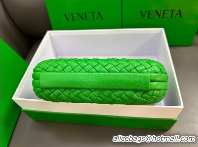 Shop Grade Bottega Veneta Knot Minaudiere Clutch in Padded Intreccio Leather 717622 Green 2023