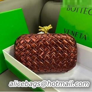 New Design Bottega Veneta Knot Minaudiere Clutch in Pressed Intreccio Laminated Leather 717622 Deep Red 2023