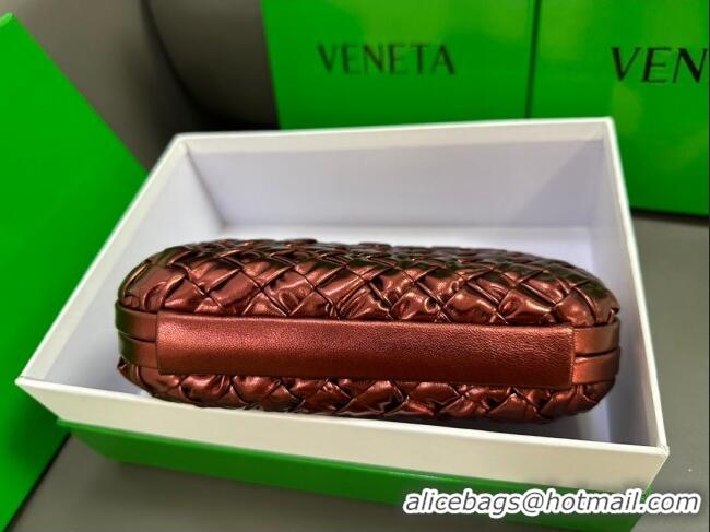 New Design Bottega Veneta Knot Minaudiere Clutch in Pressed Intreccio Laminated Leather 717622 Deep Red 2023