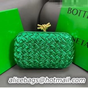 Top Quality Bottega Veneta Knot Minaudiere Clutch in Pressed Intreccio Laminated Leather 717622 Green 2023